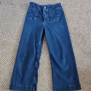Maeve Indigo Wide-Leg Jeans with Front Patch Pockets
